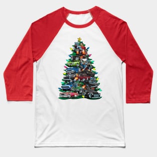 Car Madness Christmas Tree! Classic Muscle Cars and Hot Rods Baseball T-Shirt